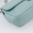 CHANEL Matelasse Chain Bag Lamb Skin 2way Light Blue Gold CC Auth 210207SAM-14