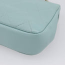 CHANEL Matelasse Chain Bag Lamb Skin 2way Light Blue Gold CC Auth 210207SAM-15
