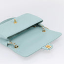 CHANEL Matelasse Chain Bag Lamb Skin 2way Light Blue Gold CC Auth 210207SAM-18