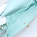 CHANEL Matelasse Chain Bag Lamb Skin 2way Light Blue Gold CC Auth 210207SAM-22