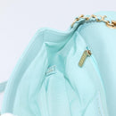 CHANEL Matelasse Chain Bag Lamb Skin 2way Light Blue Gold CC Auth 210207SAM-24
