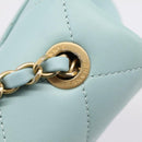 CHANEL Matelasse Chain Bag Lamb Skin 2way Light Blue Gold CC Auth 210207SAM-28
