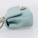 CHANEL Matelasse Chain Bag Lamb Skin 2way Light Blue Gold CC Auth 210207SAM-4