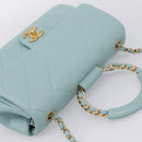 CHANEL Matelasse Chain Bag Lamb Skin 2way Light Blue Gold CC Auth 210207SAM-6