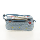 FENDI Nano Baguette Shoulder Bag Denim Navy Gold Auth 210210SAM-13