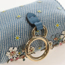 FENDI Nano Baguette Shoulder Bag Denim Navy Gold Auth 210210SAM-18