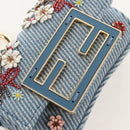 FENDI Nano Baguette Shoulder Bag Denim Navy Gold Auth 210210SAM-20