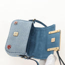 FENDI Nano Baguette Shoulder Bag Denim Navy Gold Auth 210210SAM-21