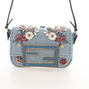 FENDI Nano Baguette Shoulder Bag Denim Navy Gold Auth 210210SAM-3