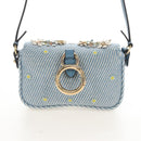 FENDI Nano Baguette Shoulder Bag Denim Navy Gold Auth 210210SAM-5