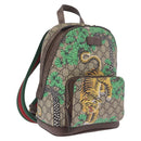 GUCCI GG Supreme Web Sherry Line Backpack PVC Beige Gold 427042 Auth 210218A-1