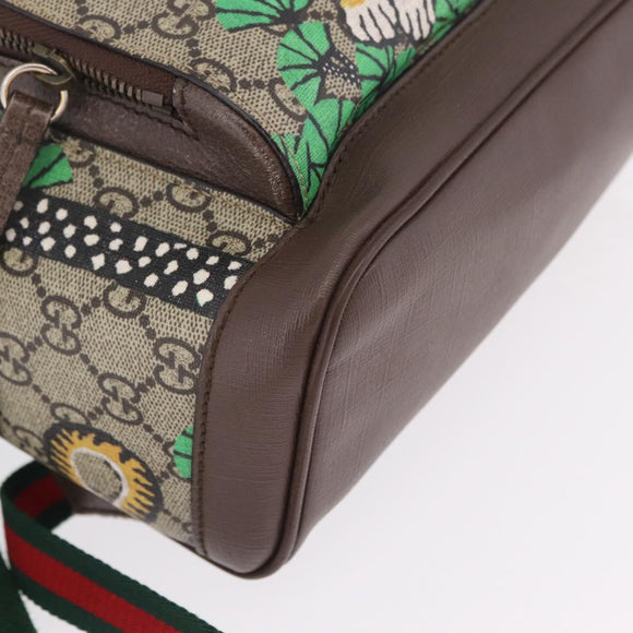 GUCCI GG Supreme Web Sherry Line Backpack PVC Beige Gold 427042 Auth 210218A