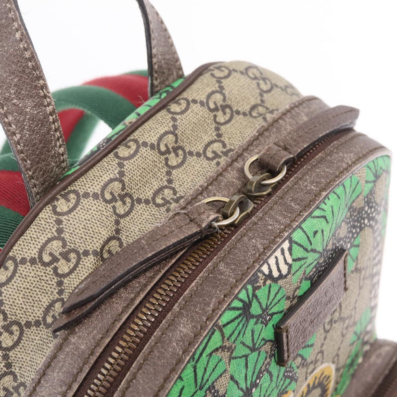 GUCCI GG Supreme Web Sherry Line Backpack PVC Beige Gold 427042 Auth 210218A