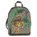 GUCCI GG Supreme Web Sherry Line Backpack PVC Beige Gold 427042 Auth 210218A-2