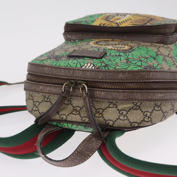 GUCCI GG Supreme Web Sherry Line Backpack PVC Beige Gold 427042 Auth 210218A