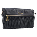Miu Miu Matelasse Shoulder Bag Leather Black Gold Auth 210219V-1