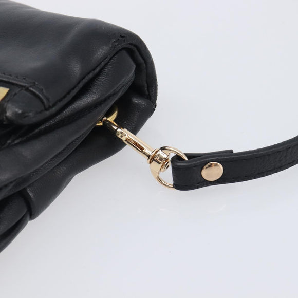 Miu Miu Matelasse Shoulder Bag Leather Black Gold Auth 210219V