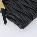 Miu Miu Matelasse Shoulder Bag Leather Black Gold Auth 210219V-15