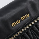 Miu Miu Matelasse Shoulder Bag Leather Black Gold Auth 210219V-18