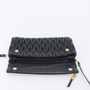 Miu Miu Matelasse Shoulder Bag Leather Black Gold Auth 210219V-19
