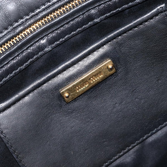 Miu Miu Matelasse Shoulder Bag Leather Black Gold Auth 210219V