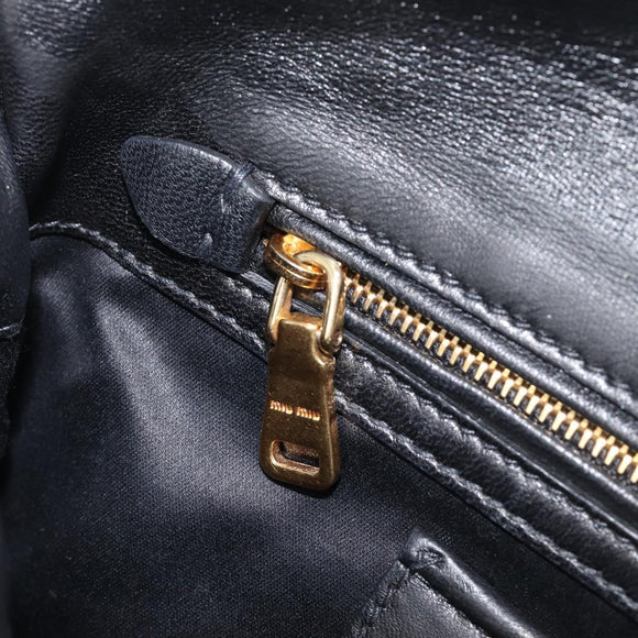 Miu Miu Matelasse Shoulder Bag Leather Black Gold Auth 210219V