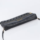 Miu Miu Matelasse Shoulder Bag Leather Black Gold Auth 210219V-6