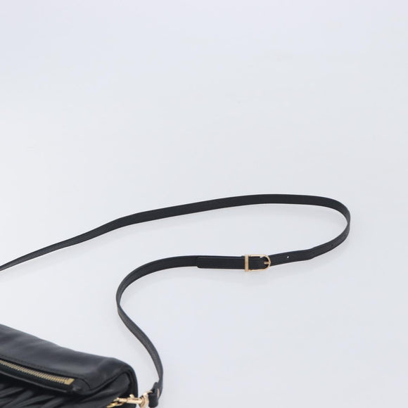 Miu Miu Matelasse Shoulder Bag Leather Black Gold Auth 210219V