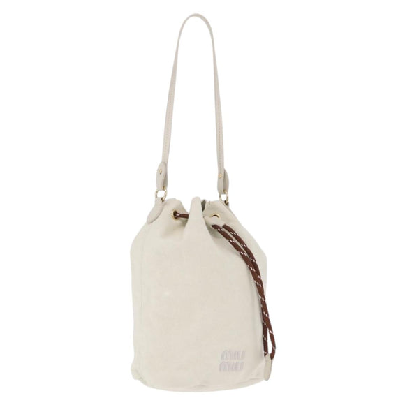 Miu Miu Purse Hand Bag Canvas Ivory Gold Auth 210220A