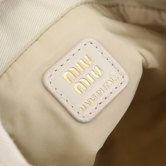 Miu Miu Purse Hand Bag Canvas Ivory Gold Auth 210220A