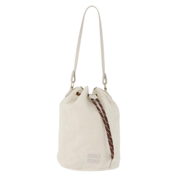 Miu Miu Purse Hand Bag Canvas Ivory Gold Auth 210220A