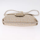 FENDI Zucchino Canvas Mamma Baguette Shoulder Bag Silver Gold Auth 210223-11