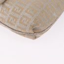 FENDI Zucchino Canvas Mamma Baguette Shoulder Bag Silver Gold Auth 210223-12