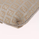 FENDI Zucchino Canvas Mamma Baguette Shoulder Bag Silver Gold Auth 210223-14
