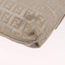 FENDI Zucchino Canvas Mamma Baguette Shoulder Bag Silver Gold Auth 210223-15