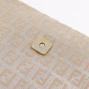 FENDI Zucchino Canvas Mamma Baguette Shoulder Bag Silver Gold Auth 210223-18