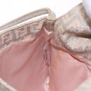 FENDI Zucchino Canvas Mamma Baguette Shoulder Bag Silver Gold Auth 210223-23