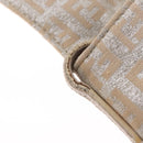 FENDI Zucchino Canvas Mamma Baguette Shoulder Bag Silver Gold Auth 210223-26