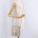 FENDI Zucchino Canvas Mamma Baguette Shoulder Bag Silver Gold Auth 210223-27