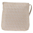 FENDI Zucchino Canvas Mamma Baguette Shoulder Bag Silver Gold Auth 210223-3