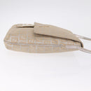FENDI Zucchino Canvas Mamma Baguette Shoulder Bag Silver Gold Auth 210223-4