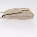 FENDI Zucchino Canvas Mamma Baguette Shoulder Bag Silver Gold Auth 210223-5