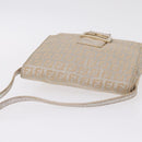 FENDI Zucchino Canvas Mamma Baguette Shoulder Bag Silver Gold Auth 210223-6