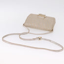 FENDI Zucchino Canvas Mamma Baguette Shoulder Bag Silver Gold Auth 210223-7