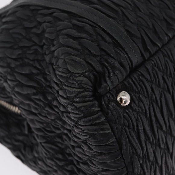 Miu Miu Matelasse Chain Shoulder Bag Leather Black Silver Auth 210230A