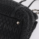 Miu Miu Matelasse Chain Shoulder Bag Leather Black Silver Auth 210230A-12