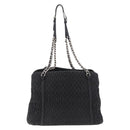 Miu Miu Matelasse Chain Shoulder Bag Leather Black Silver Auth 210230A-3