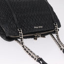 Miu Miu Matelasse Chain Shoulder Bag Leather Black Silver Auth 210230A-6