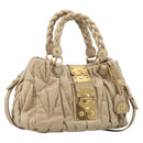 Miu Miu Matelasse Hand Bag Vitellolux 2way Beige Gold Auth 210233A-1