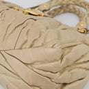 Miu Miu Matelasse Hand Bag Vitellolux 2way Beige Gold Auth 210233A-12